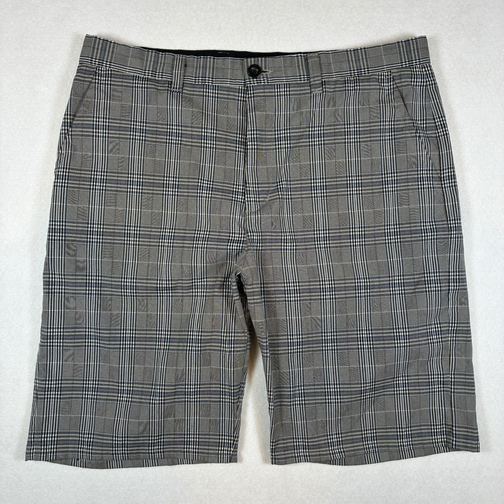 Travis Matthew Stretch Golf Shorts Men's 36 Performance Gray Plaid moisture wick
